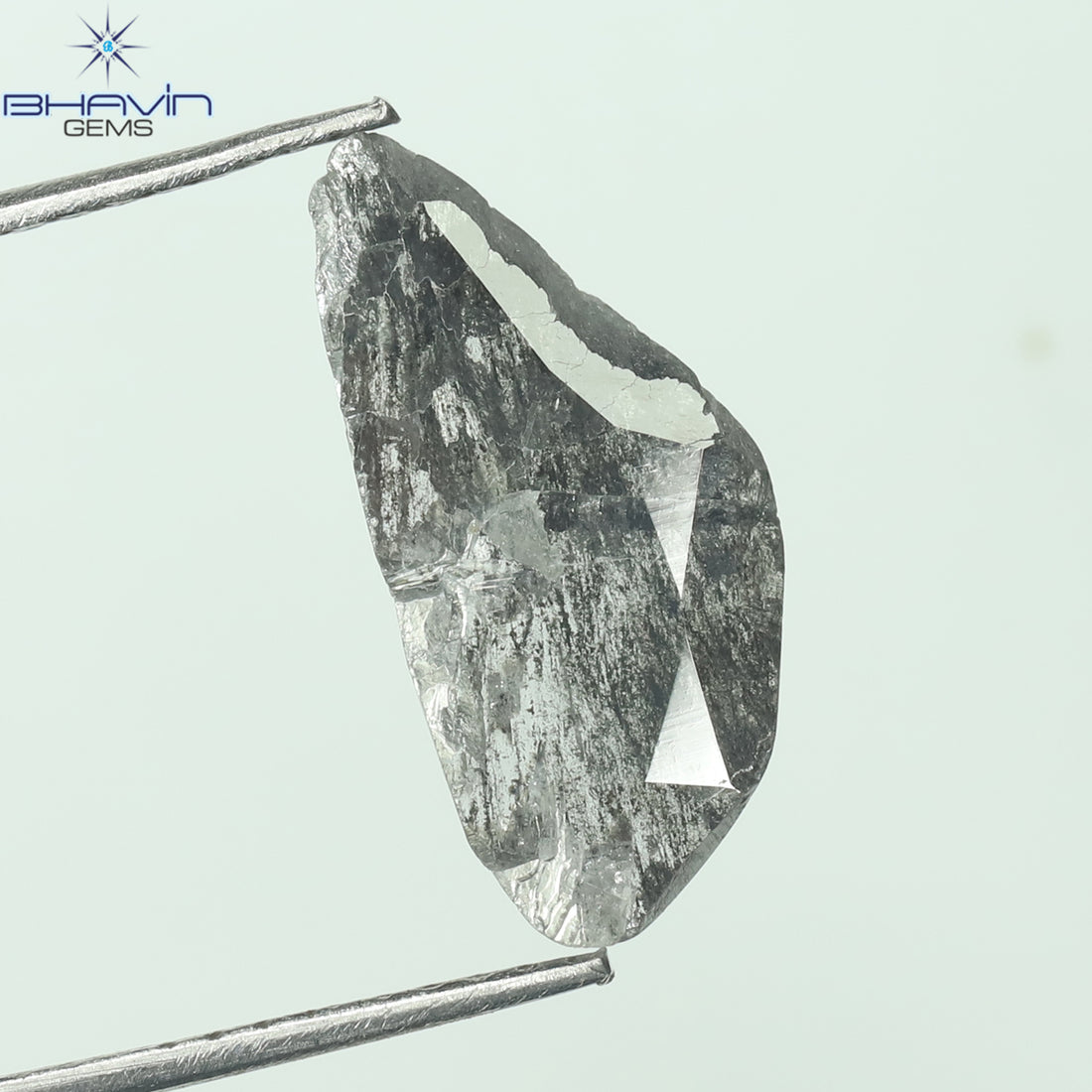 1.57 CT スライス シェイプ ナチュラル ダイヤモンド ソルト アンド ペッパー カラー I3 クラリティ (13.40 MM)