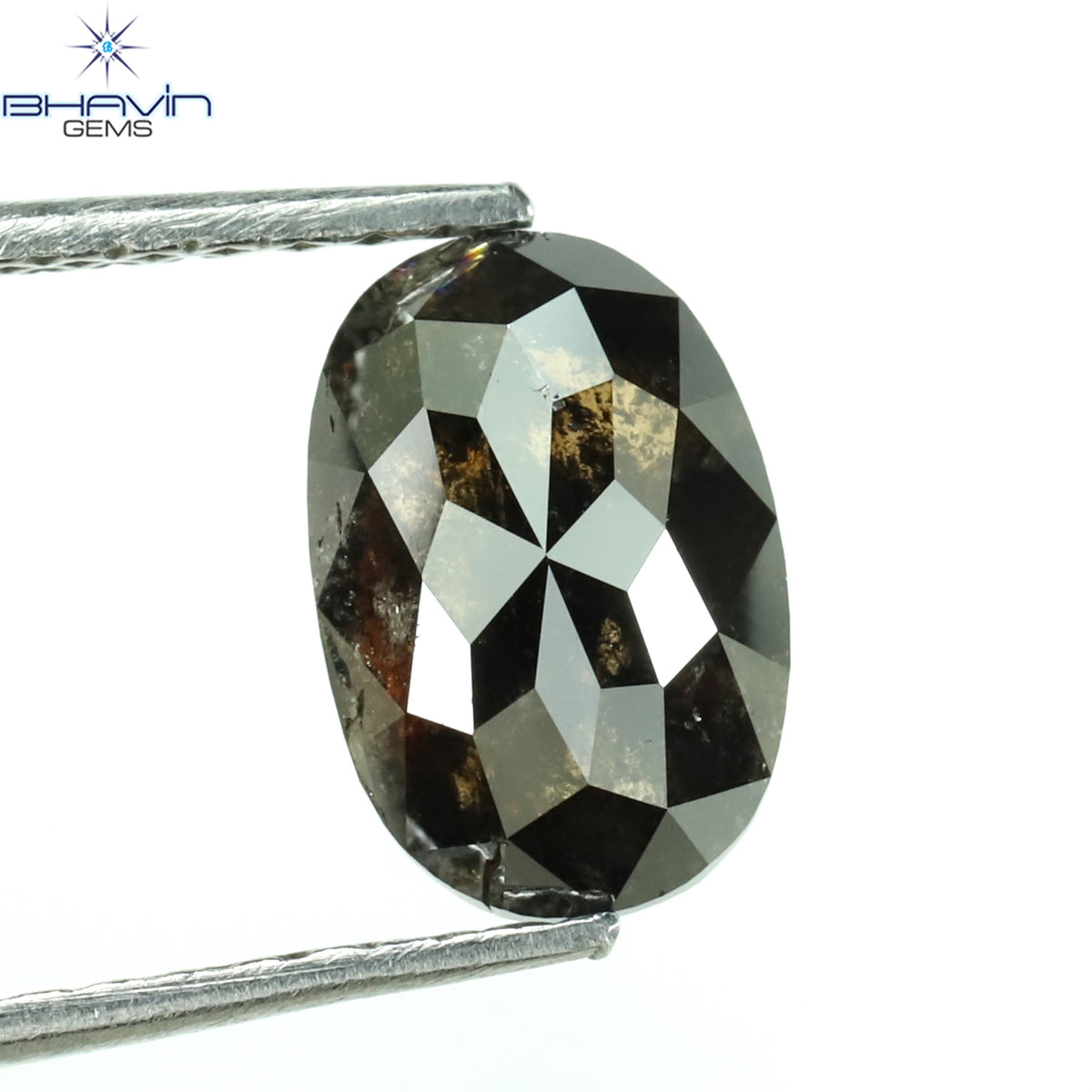 0.36 CT オーバルシェイプ ナチュラル ダイヤモンド ソルト アンド パッパー カラー I3 クラリティ (4.66 MM)