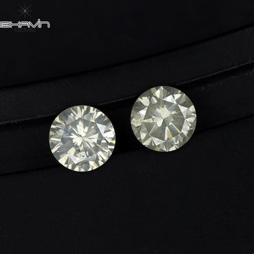 0.54 CT/2 Pcs Round Shape Natural Loose Diamond White Color I3 Clarity (4.14 MM)