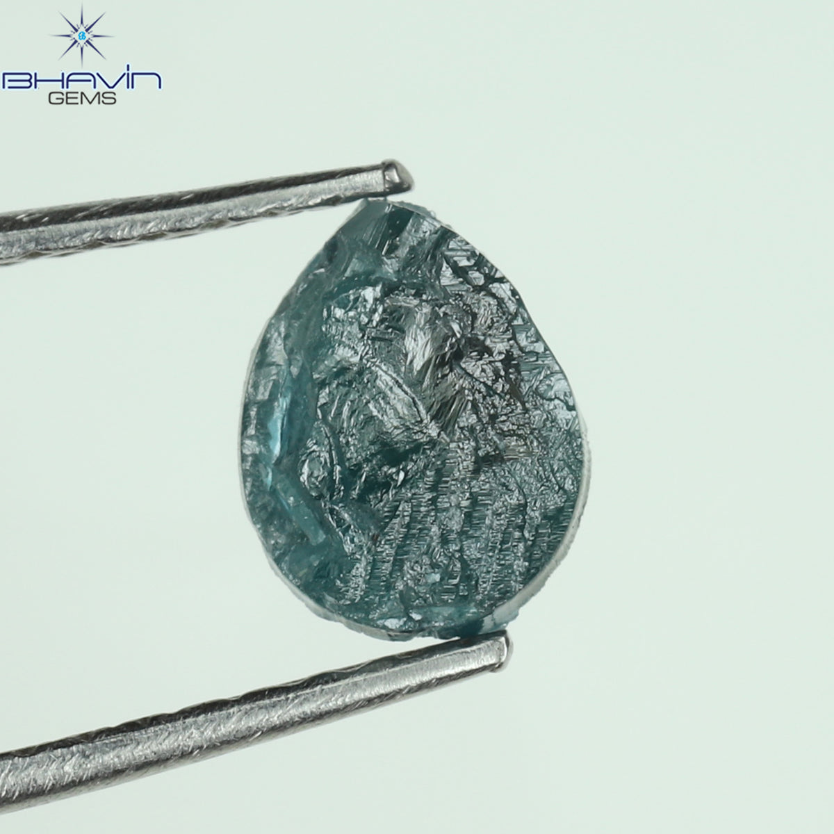 0.69 CT Natural Pear Rough Diamond Enhanced Blue Color Clarity I3 (6.60 MM)