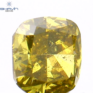 0.26 CT Cushion Shape Natural Loose Diamond Enhanced Yellow Color SI2 Clarity (3.79 MM)