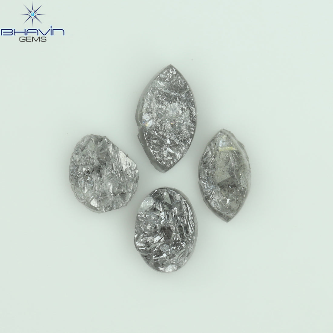 1.42 CT/4 Pcs Natural Uncut Diamond Salt And Pepper Color Clarity I3 (6.66 MM)