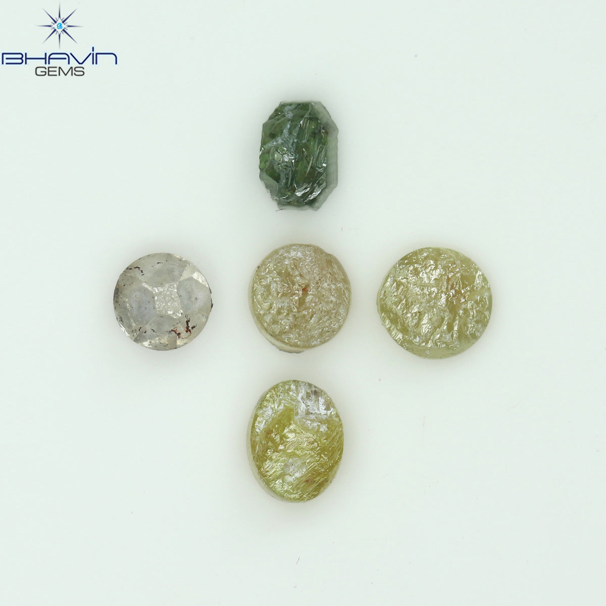 1.08 CT/5 Pcs Natural Uncut Diamond Mix Color Clarity I3 (4.17 MM)