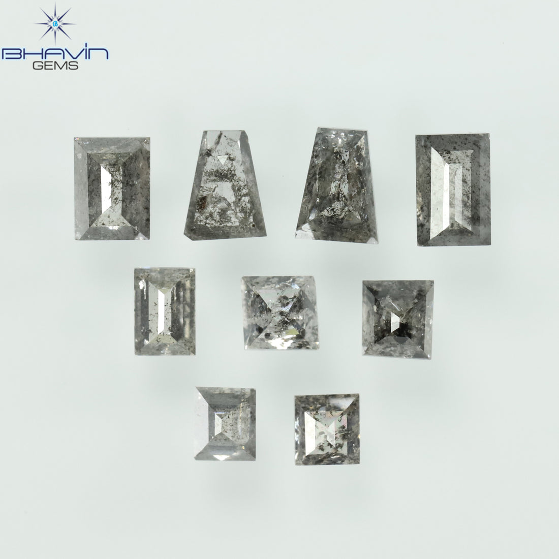 1.03 CT (9 Pcs) Baguette Natural Diamond Salt And Pepper Color Clarity I3 (3.68 MM)