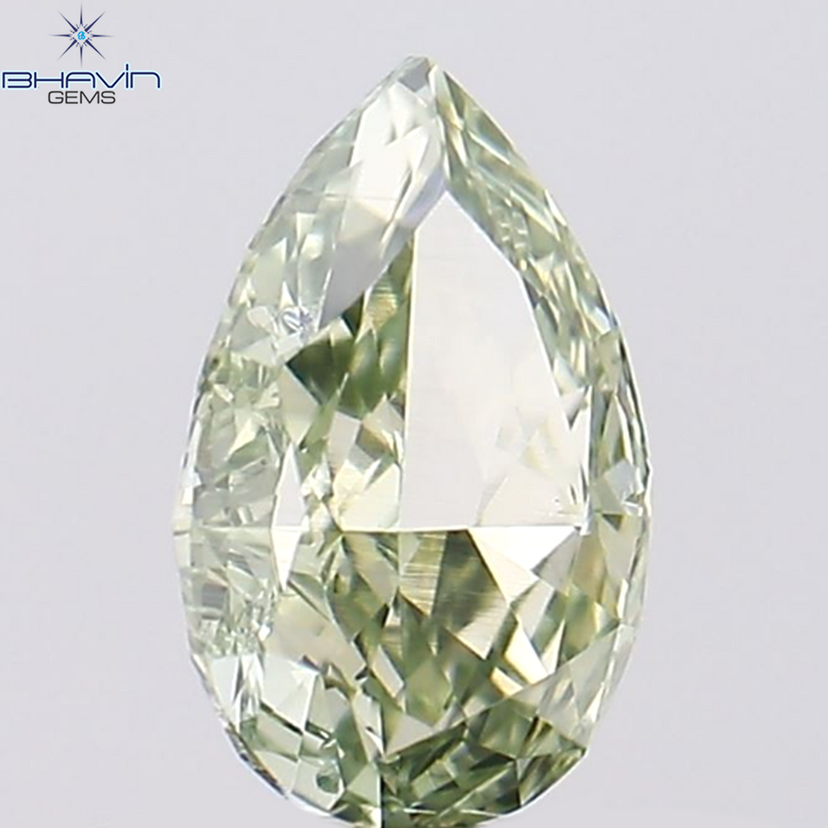 0.23 CT ペアシェイプ ナチュラル ダイヤモンド グリーン カラー I2 クラリティ (6.27 MM)