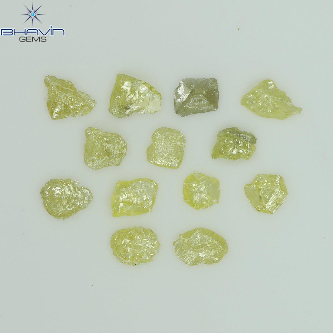 0.60 CT/13 Pcs Natural Rough Diamond Enhanced Yellow Color Clarity I3 (3.40 MM)