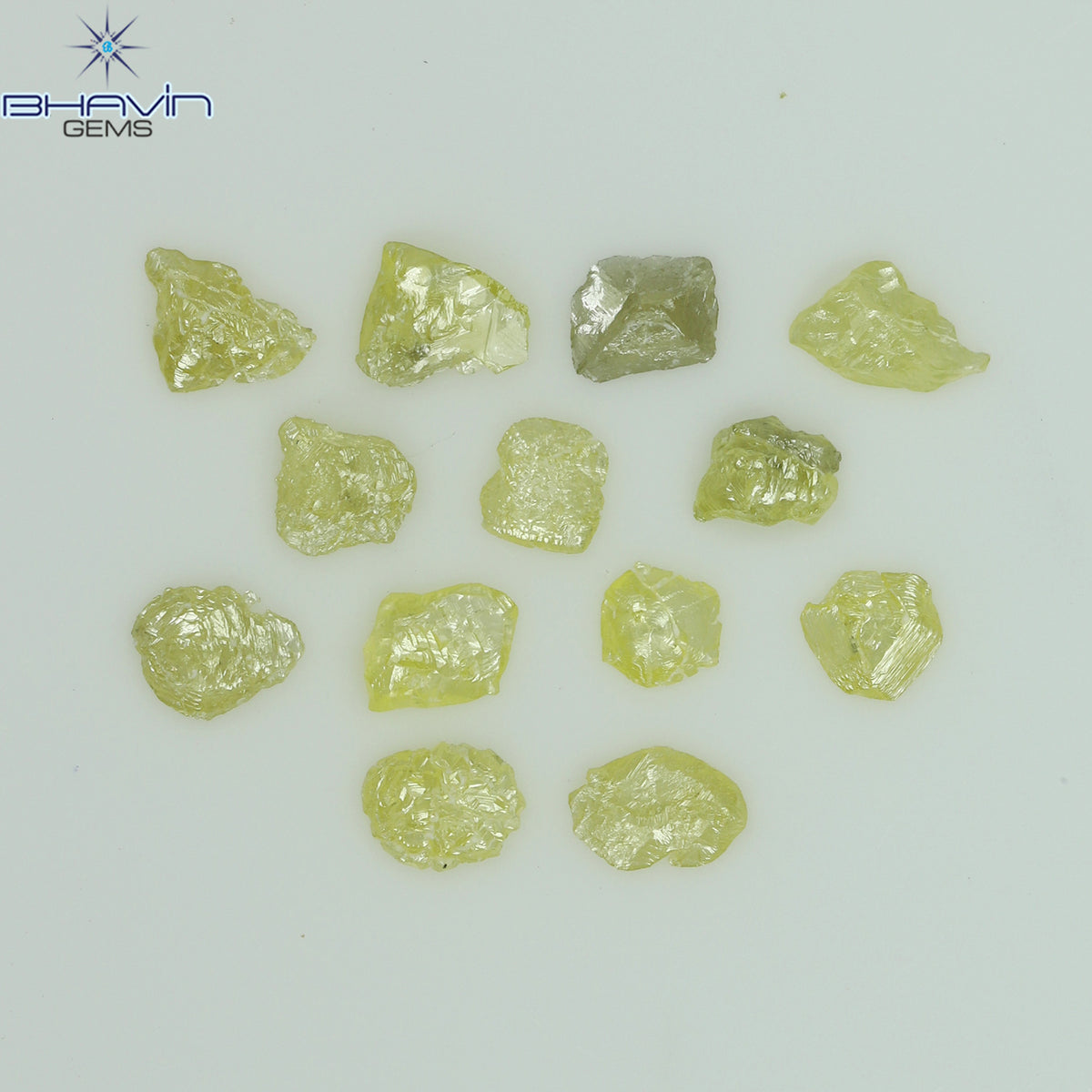0.60 CT/13 ピース ラフシェイプ エンハンスト イエロー カラー ナチュラル ダイヤモンド I3 クラリティ (3.40 MM)