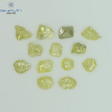 0.60 CT/13 PCS Rough Shape Enhanced Yellow Color Natural Diamond I3 Clarity (3.40 MM)
