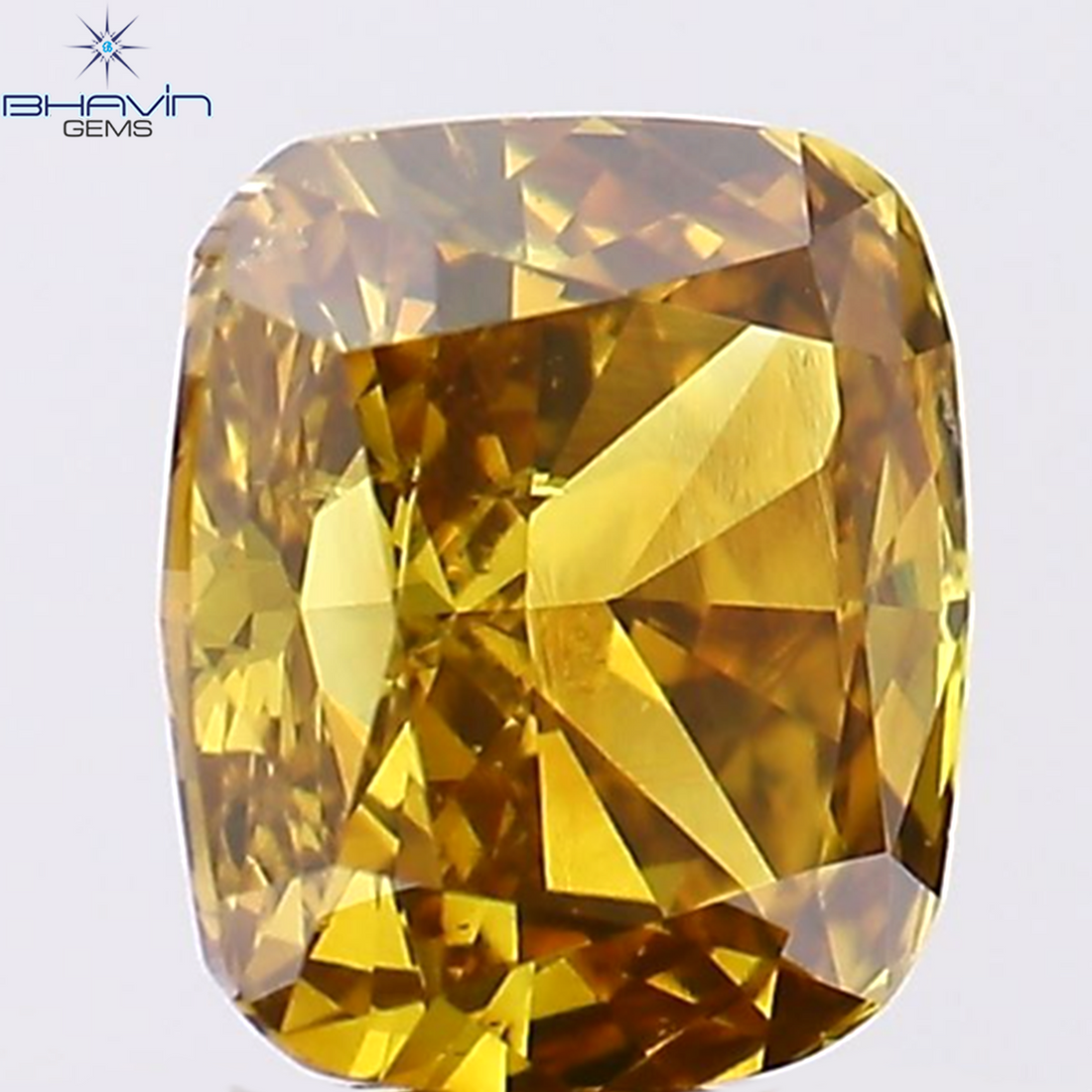 0.95 CT Natural Cushion Diamond Enhanced Orange Color Clarity SI1 (5.96 MM)