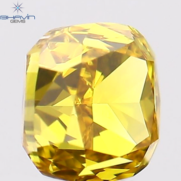 0.28 CT Cushion Shape Natural Diamond Enhanced Orange Yellow Color VS1 Clarity (3.47 MM)
