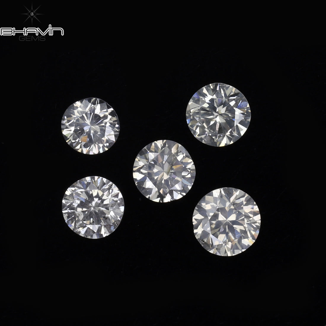 0.45 CT/5 Pcs Natural Round Diamond White Fancy Color Clarity SI1 (2.80 MM)