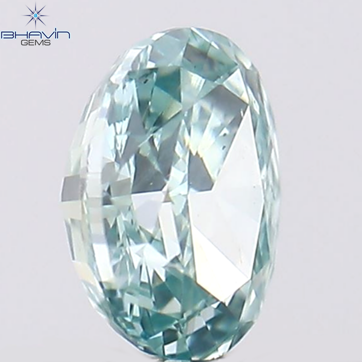 0.37 CT オーバル シェイプ ナチュラル ダイヤモンド グリーンがかったブルー カラー SI1 クラリティ (5.36 MM)