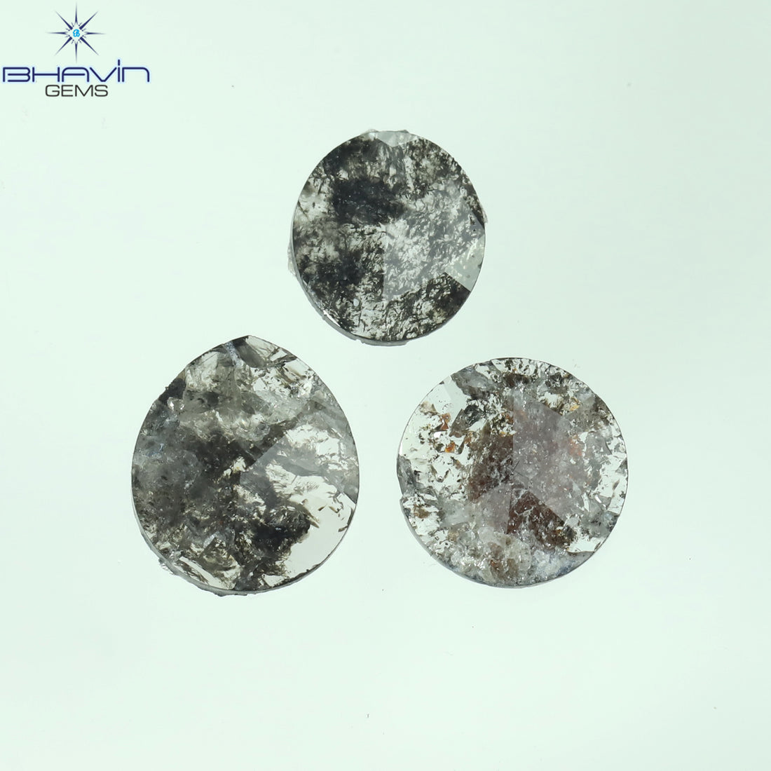 0.92 CT スライス形状 天然ダイヤモンド ソルト アンド ペッパー カラー I3 クラリティ (10.75 MM)