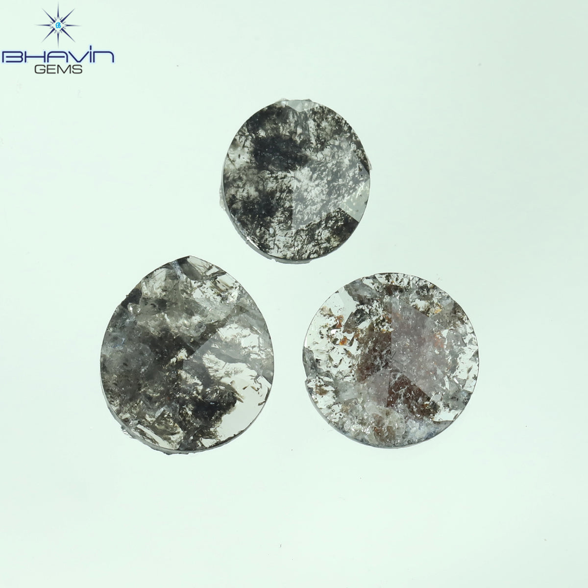 1.16 CT/3 Pcs Natural Mix Slice Diamond Salt And Pepper Color Clarity I3 (7.00 MM)