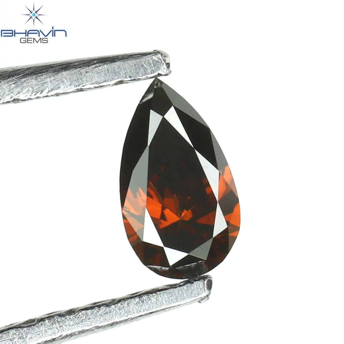 0.11 CT Pear Natural Diamond Enhanced Cognac Color Clarity VS1 (4.30 MM)