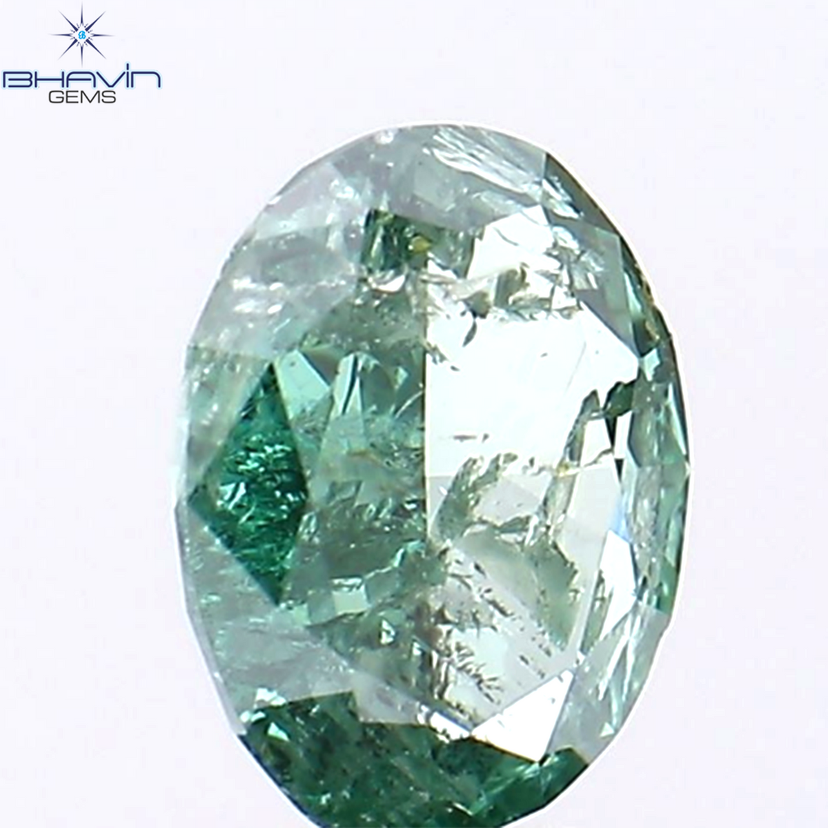 0.50 CT オーバル シェイプ ナチュラル ダイヤモンド グリーン カラー SI1 クラリティ (5.87 MM)