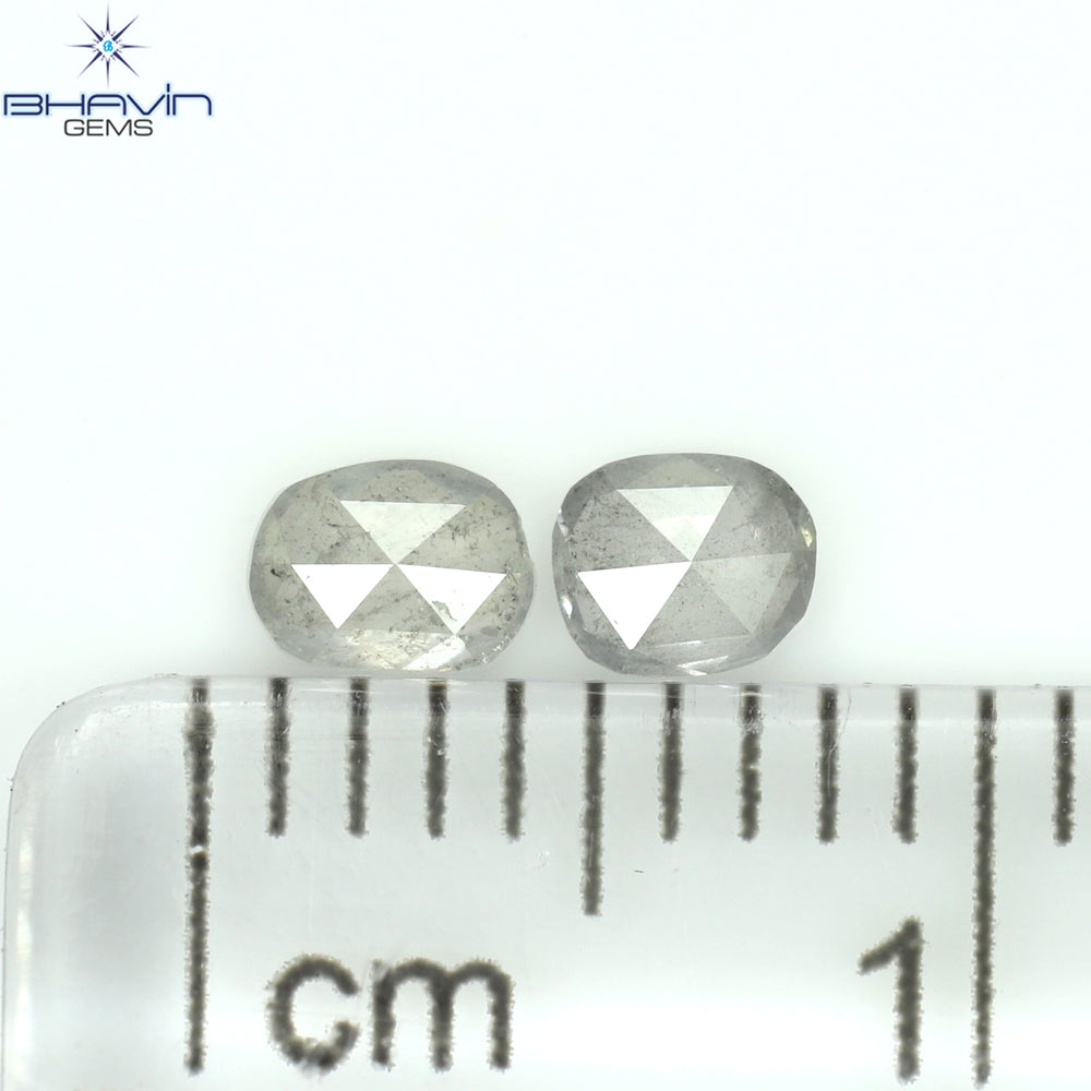 0.28 CT/2 ピース オーバル シェイプ ナチュラル ダイヤモンド ソルト アンド パッパー カラー I3 クラリティ (3.71 MM)