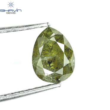 1.09 CT Pear Shape Natural Diamond Green Color I3 Clarity (7.23 MM)