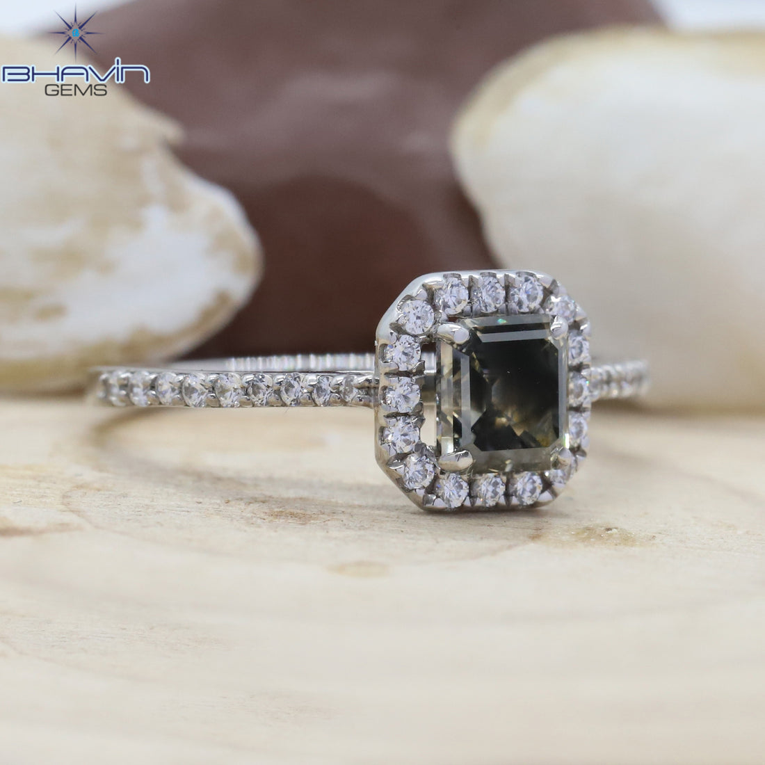 Emerald Diamond, Grey Diamond, Natural Diamond Ring, Engagement Ring