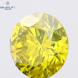 0.13 CT Round Shape Natural Diamond Green Yellow Color SI1 Clarity (3.26 MM)