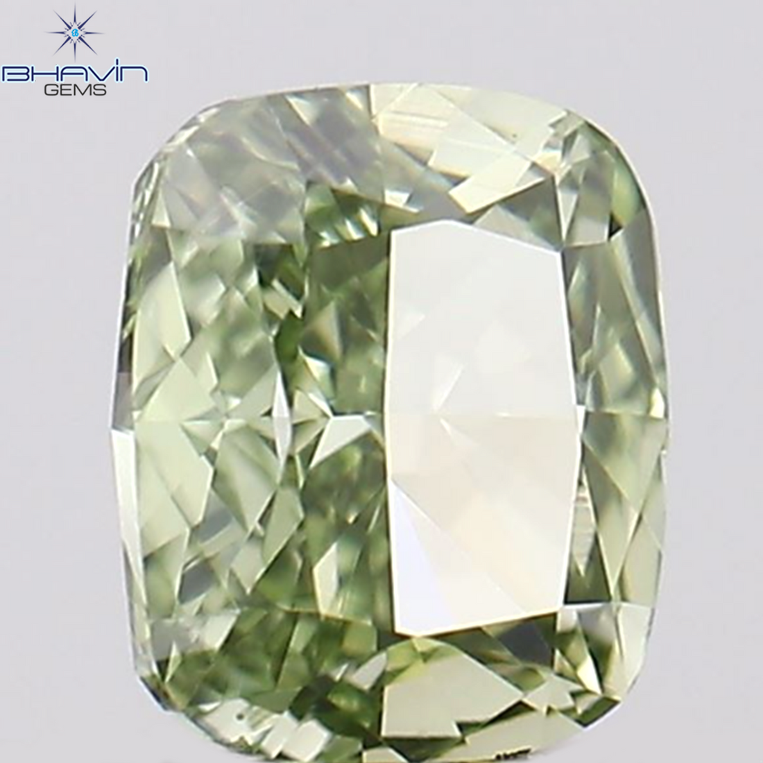 0.26 CT Natural Cushion Diamond Enhanced Green Color Clarity VS1 (4.00 MM)