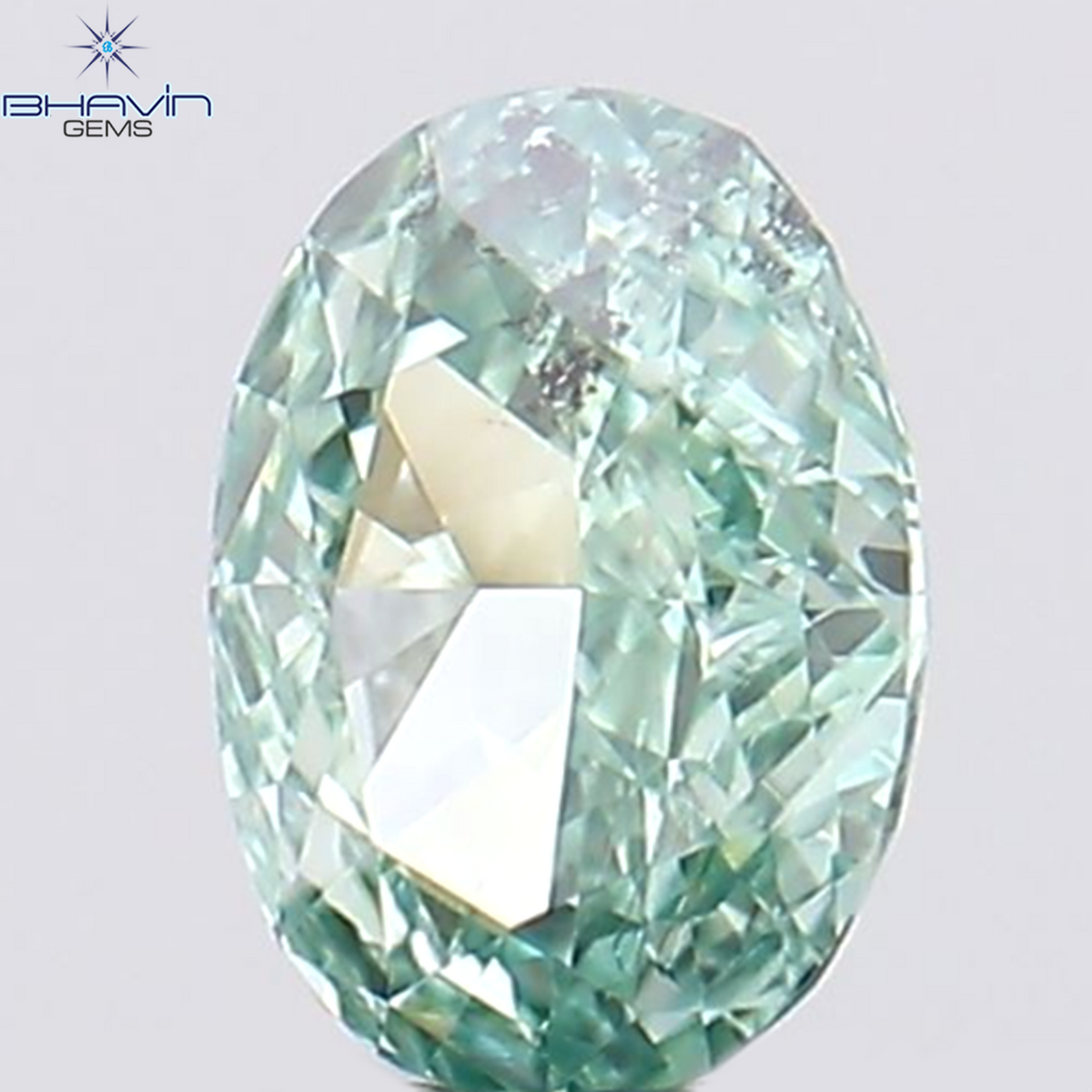 0.07 CT オーバル シェイプ ナチュラル ダイヤモンド グリーンがかったブルー カラー VS1 クラリティ (3.08 MM)