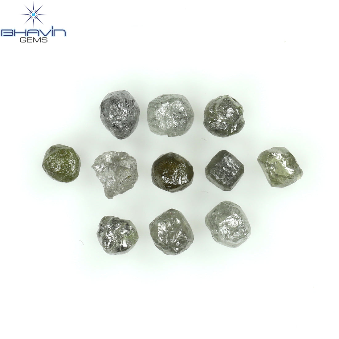 1.86 CT/11 Pcs Natural Rough Diamond Grey Color Clarity I3 (3.03 MM)