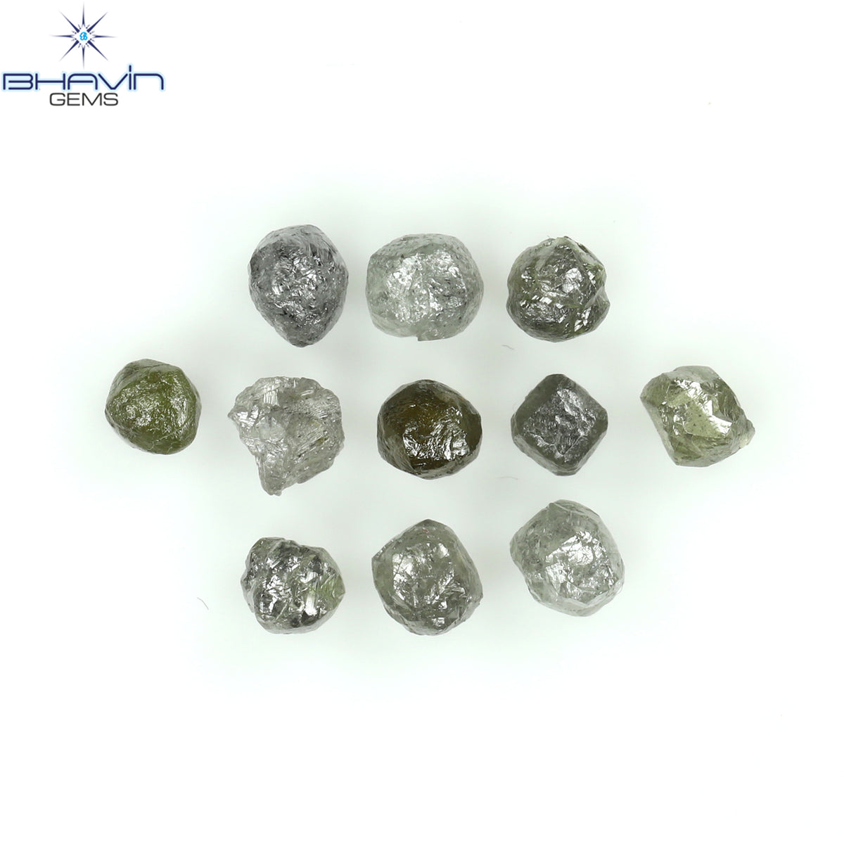 1.86 CT/11 Pcs Natural Rough Diamond Grey Color Clarity I3 (3.03 MM)