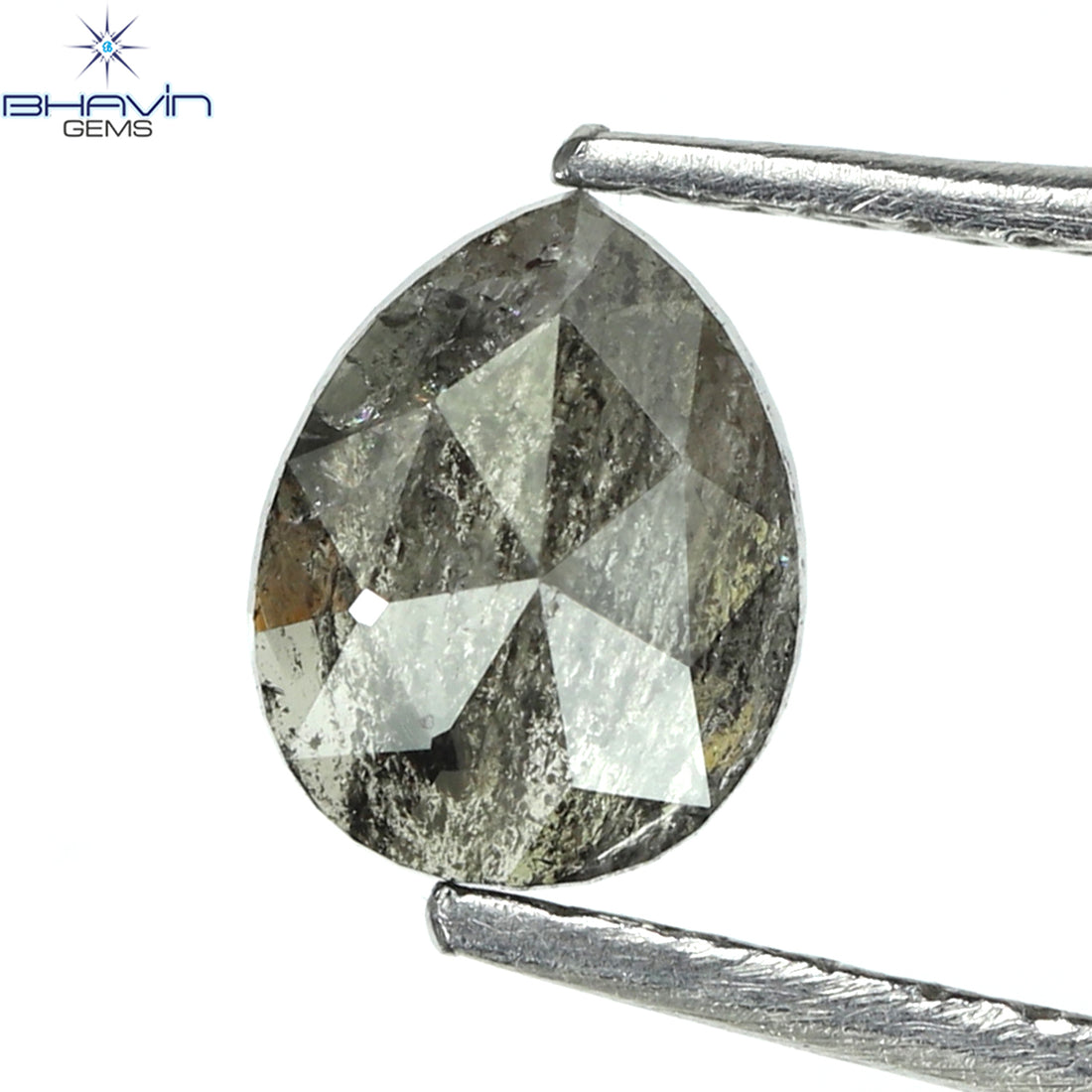 0.44 CT ペアシェイプ ナチュラル ルース ダイヤモンド ソルト アンド ペッパー カラー I3 クラリティ (5.71 MM)