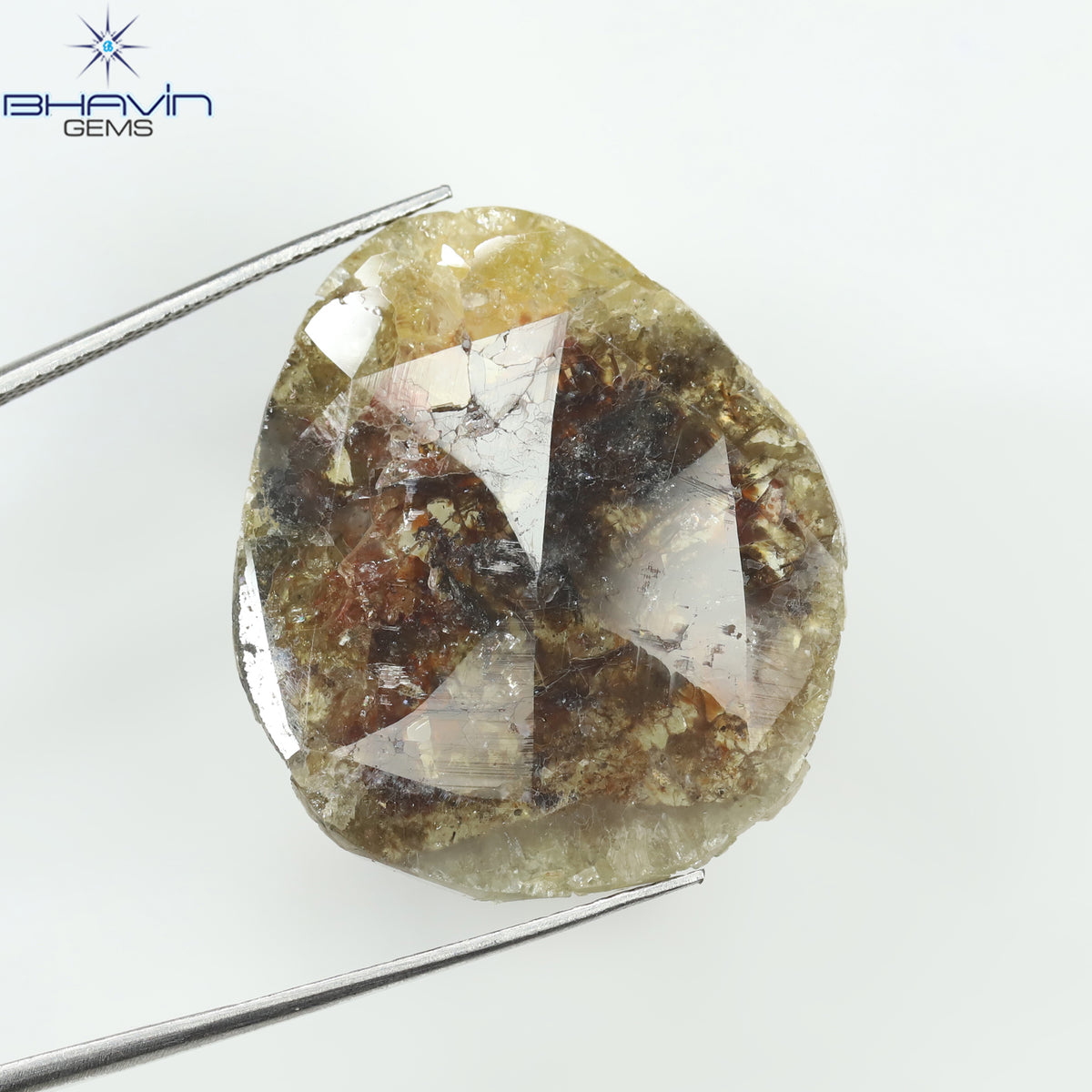 19.46 CT スライス シェイプ ナチュラル ダイヤモンド ソルト アンド ペッパー カラー I3 クラリティ (31.05 MM)