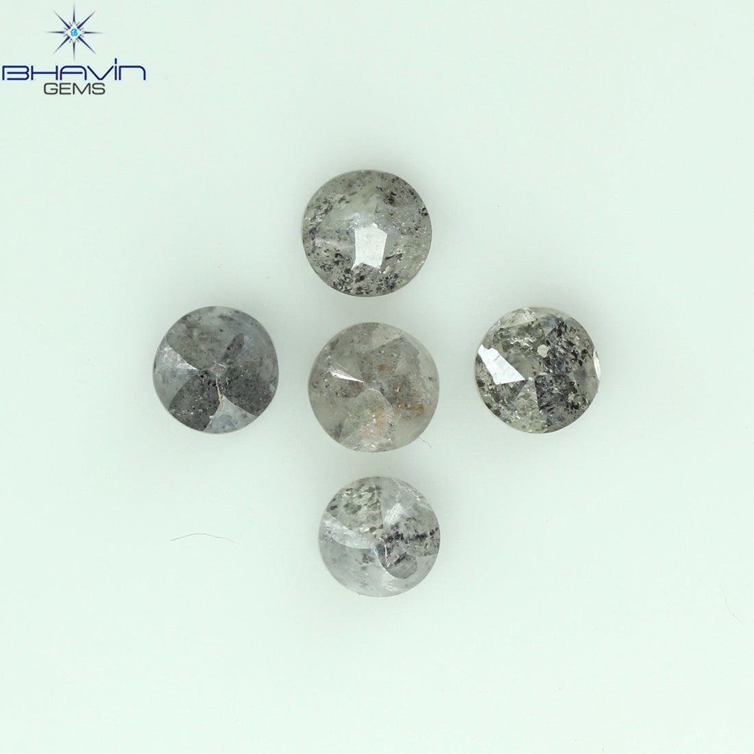 0.55 CT/5 Pcs Natural Uncut Diamond Salt And Pepper Color Clarity I3 (2.98 MM)