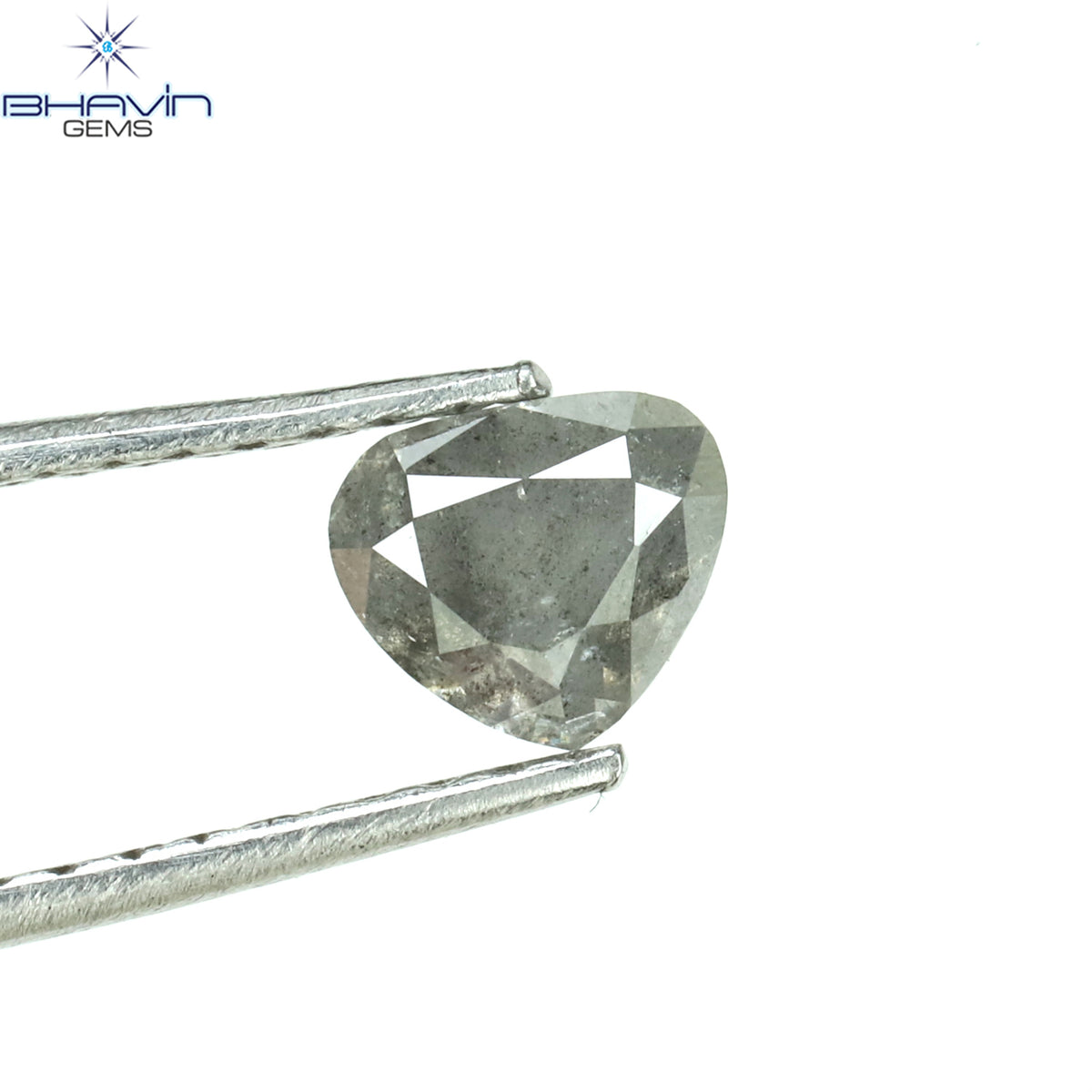 0.60 CT Natural Heart Diamond Salt and Pepper Color Clarity I3 (5.17 MM)