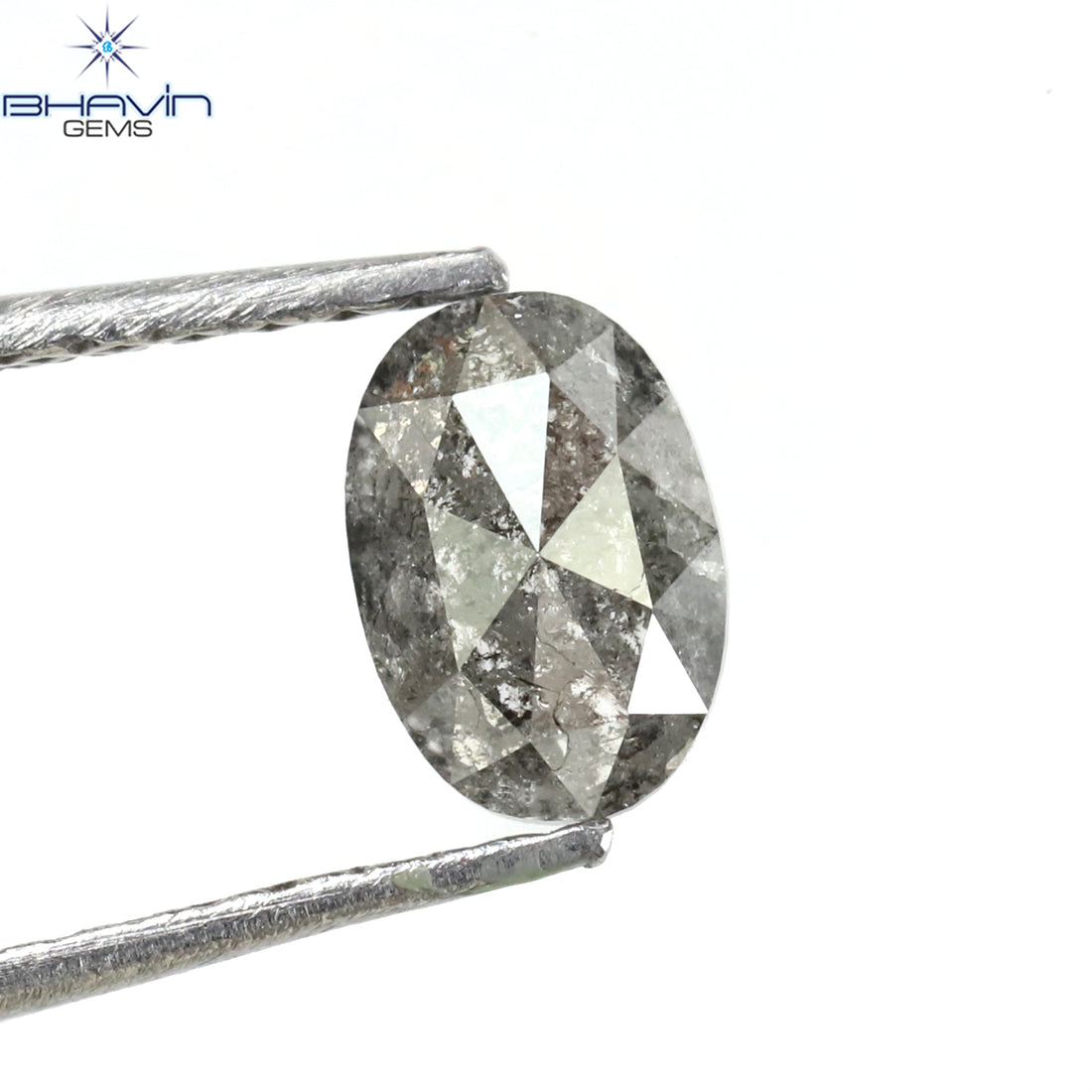 0.43 CT オーバルシェイプ ナチュラル ダイヤモンド ソルト アンド パッパー カラー I3 クラリティ (5.18 MM)