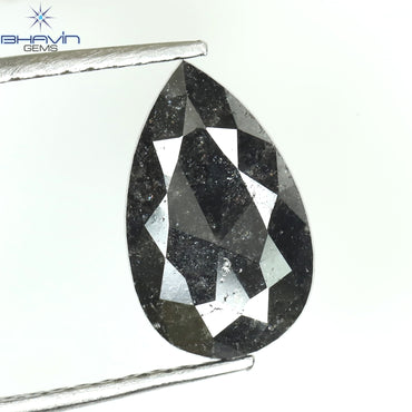 1.20 CT Pear Shape Natural Diamond Black Color I3 Clarity (10.68 MM)