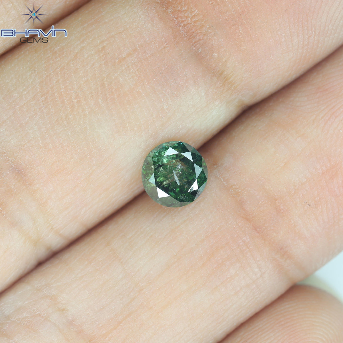0.57 CT ラウンド ダイヤモンド 天然ダイヤモンド グリーン カラー I3 クラリティ (5.20 MM)