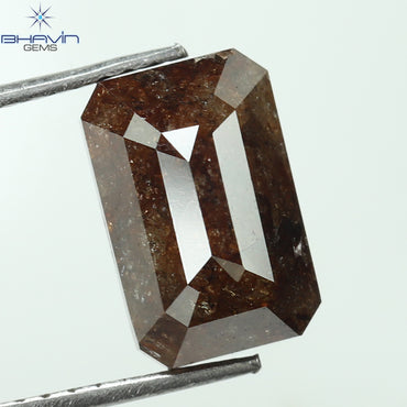 3.39 CT Emerald Shape Natural Loose Diamond Brown Color I3 Clarity (9.92 MM)