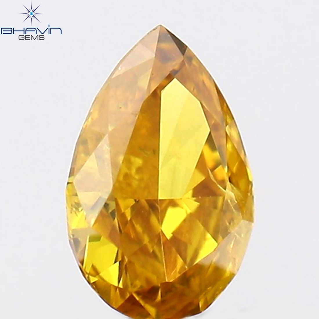 0.14 CT Natural Pear Diamond Orange Yellow Color Clarity SI2 (4.13 MM)