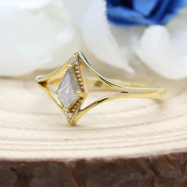 Kite Diamond, Green Milky Diamond, Natural Diamond Ring, Engagement Ring,