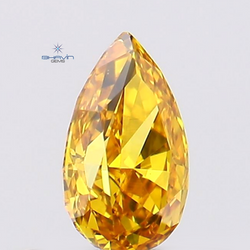 0.28 CT Pear Shape Natural Diamond Enhanced Orange Color VS1 Clarity (5.13 MM)
