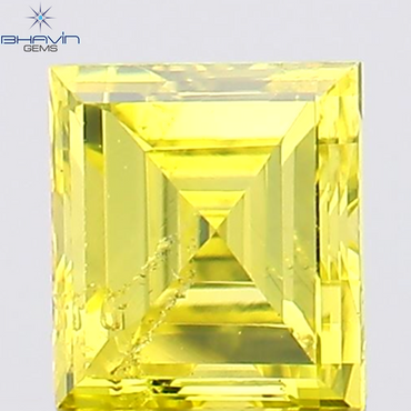 0.20 CT Square Cut Natural Diamond Enhanced Yellow Color SI1 Clarity (3.36 MM)