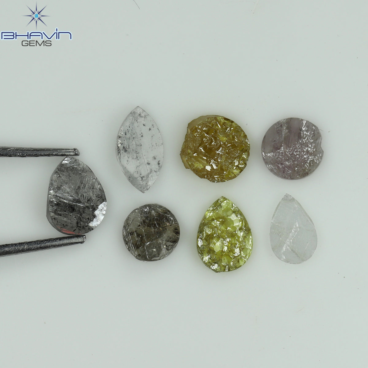 1.16 CT/7 Pcs Natural Uncut Diamond Mix Color Clarity I3 (5.93 MM)