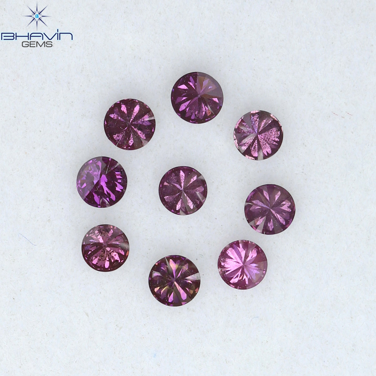 0.24 CT/9 PCS ラウンド ダイヤモンド ピンク色 天然ダイヤモンド I1 クラリティ (1.90 MM)