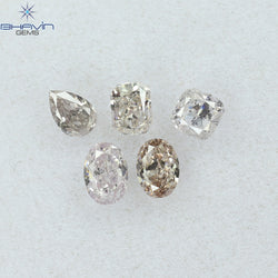 0.49ct/5ピース クッションシェイプ 天然ダイヤモンド ピンク色 SI2 クラリティ (2.56mm)