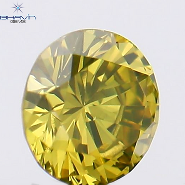 0.12 CT Round Shape Natural Diamond Green Yellow Color VS2 Clarity (3.23 MM)