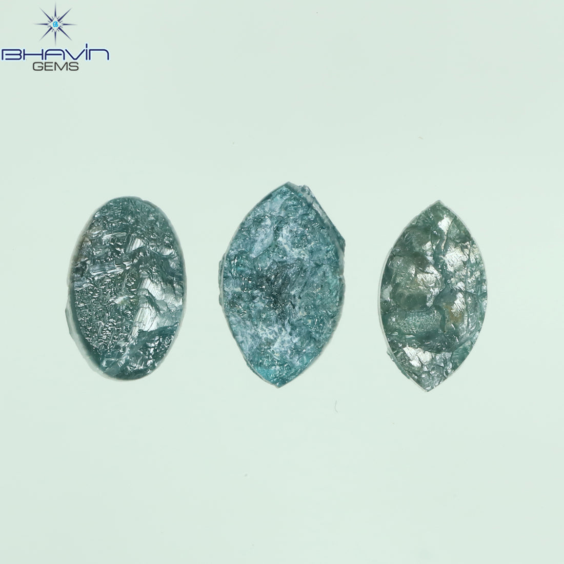 1.53 CT/3 Pcs Natural Mix Rough Diamond Enhanced Blue Color Clarity I3 (7.30 MM)