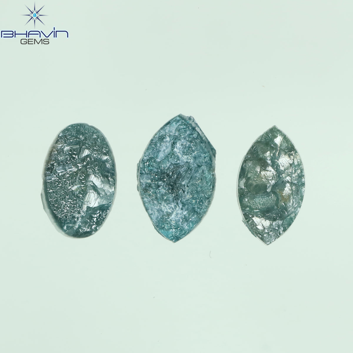 1.53 CT/3 Pcs Natural Mix Rough Diamond Enhanced Blue Color Clarity I3 (7.30 MM)
