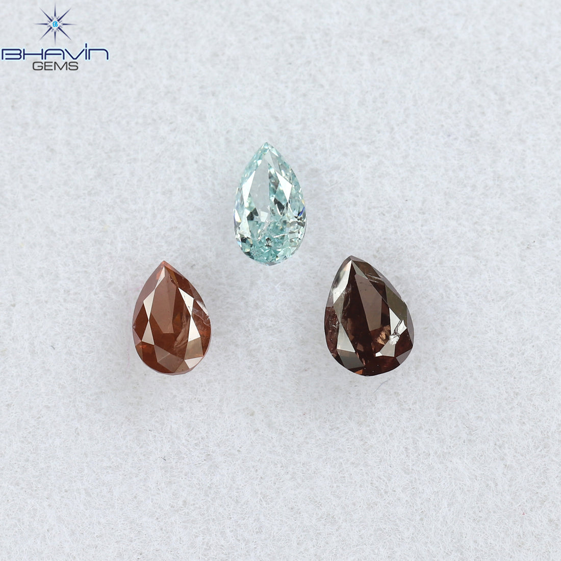 0.32 CT/3 Pcs Natural Pear Diamond Enhanced Pink Color Clarity SI1 (3.80 MM)