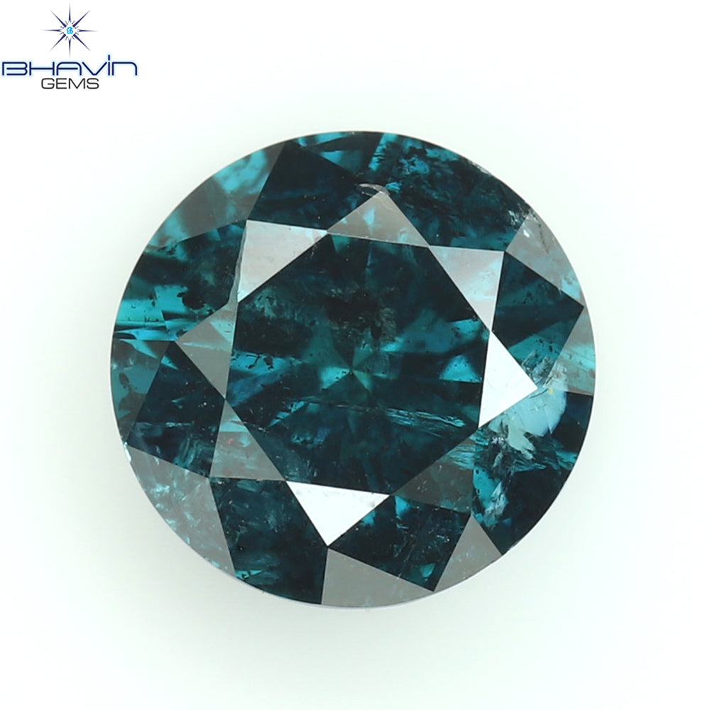 0.82 CT Natural Round Diamond Enhanced Blue Color Clarity I3 (5.96 MM)