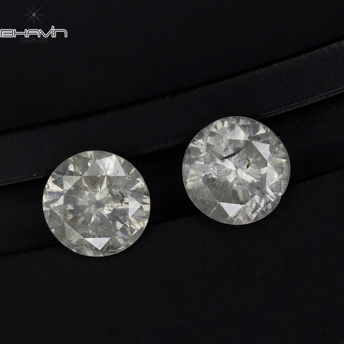 0.81 CT/2 Pcs Natural Round Diamond White Color Clarity I3 (4.68 MM)