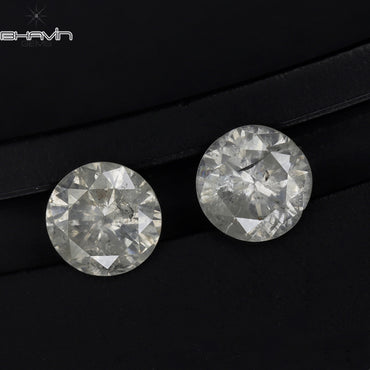0.81 CT/2 Pcs Round Shape Natural Loose Diamond White Color I3 Clarity (4.68 MM)